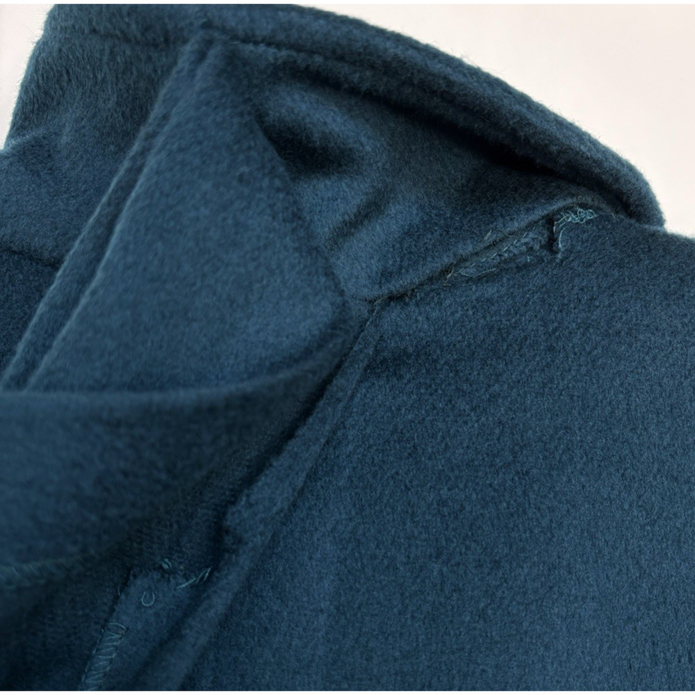 Vintage John Weitz Wool Overcoat Teal Gold Button Draped Scarf Collar Poland 12 - Picture 16 of 16